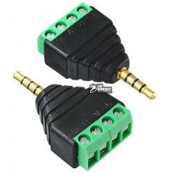 Штекер JACK 3,5мм 4pin, с клеммной колодкой (под винт)