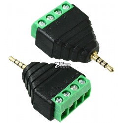 Штекер JACK 2,5мм 4pin, с клеммной колодкой (под винт) Штекер JACK 2,5мм 4pin, с клеммной колодкой (под винт)