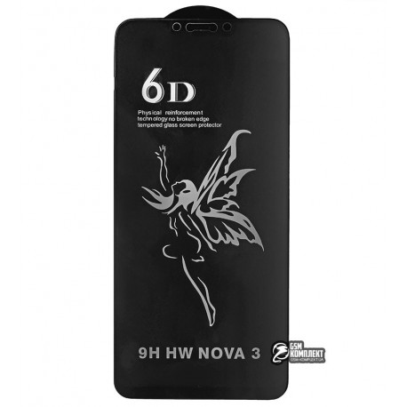 Закаленное защитное стекло для Huawei P Smart Plus, Nova 3i, Mate 20 lite, 0,26 мм 9H, Full Glue, матовое, черное