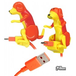 Кабель Micro USB - USB, Dog, круглый, 1 метр, 2,4А, оранжевый