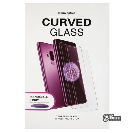 Закаленное защитное стекло для Samsung G975 Galaxy S10 Plus, 0,3мм, 3D, прозрачное с лампой и UV клеем