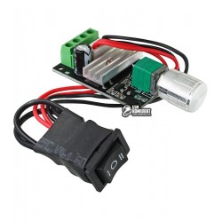 Регулятор оборотов двигателя постоянного тока PWMDC3 с переключателем, Ucc=6-28V Imax=3A