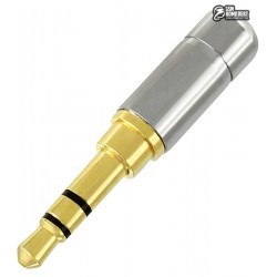 Штекер JACK 3,5мм 3pin (стерео), mini TCOM gold, металлический серебристый корпус Штекер JACK 3,5мм 3pin (стерео), mini TCOM gold, металлический серебристый корпус