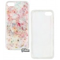 Чохол для iPhone 5 / 5s / SE, Confetti mramor case with pop socket (попсокет НЕ приклеєний), силікон, рожевий колір