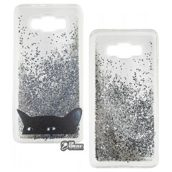 Чехол для Samsung J710 Galaxy J7 (2016), Lovely Stream, силиконовый с жидкостью, аквариум, (black cat)