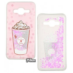 Чехол для Samsung J320 Galaxy J3, Lovely Stream, силиконовый с жидкостью, аквариум, (ice cream coffee pink)