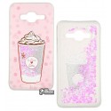 Чохол для Samsung J320 Galaxy J3, Lovely Stream, силіконовий з рідиною, акваріум, (ice cream coffee pink)