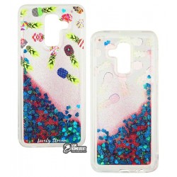 Чехол для Samsung A605 Galaxy A6 Plus (2018), Lovely Stream, силиконовый с жидкостью, аквариум, (green pineapples)