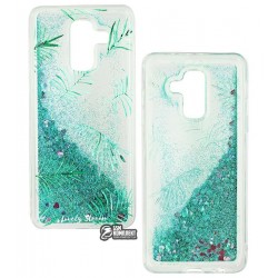 Чехол для Samsung A605 Galaxy A6 Plus (2018), Lovely Stream, силиконовый с жидкостью, аквариум, (green herbs)