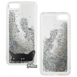 Чехол для Huawei Y5 (2018) / Play 7, Lovely Stream, силиконовый с жидкостью, аквариум, (black cat)