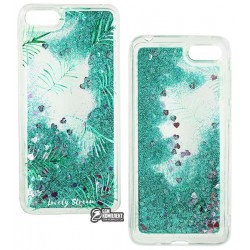 Чехол для Huawei Y5 (2018) / Play 7, Lovely Stream, силиконовый с жидкостью, аквариум, (green herbs)