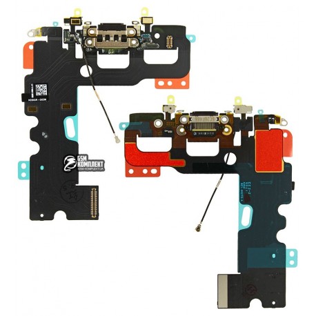 Шлейф для Apple iPhone 7, Original (PRC), коннектора наушников, коннектора зарядки, черный