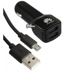 Автомобильное зарядное устройство Huawei CJ-06, 2.4A с MicroUsb кабелем, черное