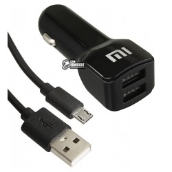 Автомобильное зарядное устройство Xiaomi CJ-06, 2.4A с Micro Usb кабелем, черное