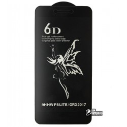 Закаленное защитное стекло для Huawei P8 Lite (2017), 0,26 мм 9H, 2.5D, Full Glue, матовое, черное