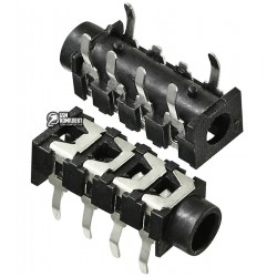 Гнездо 3,5мм 4pin монтажное, корпус пластик, на плату