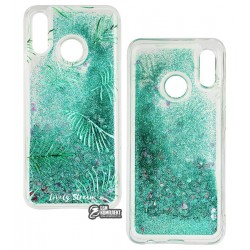 Чехол для Huawei P20 Lite, Lovely Stream, силиконовый с жидкостью, (green herbs)
