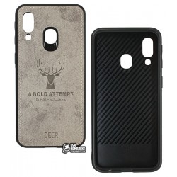 Чехол для Samsung A405F Galaxy A40 (2019), TOTO Deer Shell With Leather Effect, силикон, серый