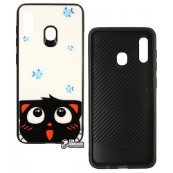 Чехол для Samsung A205F Galaxy A20, A305F Galaxy A30, TOTO, Cartoon Print Glass, Cat-Fish