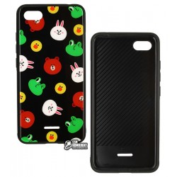 Чехол для Xiaomi Redmi 6A, TOTO, Cartoon Print Glass, Line friends, Black