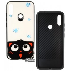 Чехол для Xiaomi Redmi Note 7, TOTO, Cartoon Print Glass, Cat-Fish