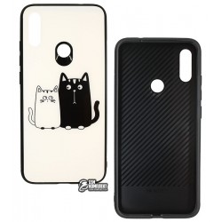 Чехол для Xiaomi Redmi Note 7, TOTO, Cartoon Print Glass, Cats, White-Black