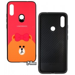 Чехол для Xiaomi Redmi Note 7, TOTO, Cartoon Print Glass, Line friends, Brown