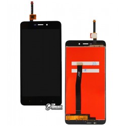 Дисплей Xiaomi Redmi 4A, черный, с сенсорным экраном (дисплейный модуль), оригинал (переклеено стекло)