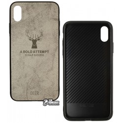 Чехол для iPhone Xs Max, TOTO Deer Shell With Leather Effect, силикон, серый