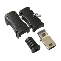 Коннектор mini-USB, 5 pin, разборный , папа , черный Коннектор mini-USB, 5 pin, разборный , папа , черный