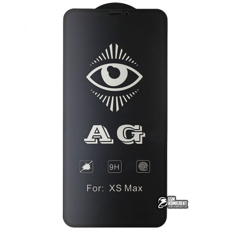 Закаленное защитное стекло для Apple iPhone XS Max, 0.26мм, 9H, 2.5D, Full Glue, матовое, черное