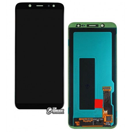 Дисплей для Samsung A600 Dual Galaxy A6 (2018), черный, с сенсорным экраном (дисплейный модуль), оригинал (переклеено стекло)