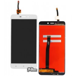 Дисплей Xiaomi Redmi 4A, белый, с сенсорным экраном (дисплейный модуль), оригинал (переклеено стекло)