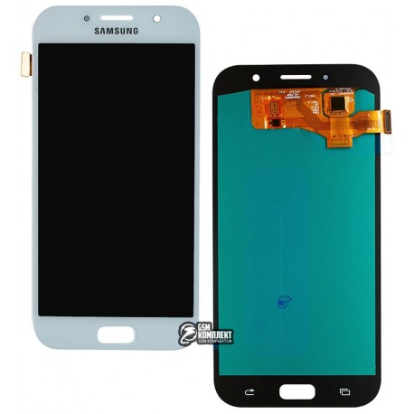 Дисплей для Samsung A720 Galaxy A7 (2017), голубой, с сенсорным экраном, (OLED), High Copy, blue mist