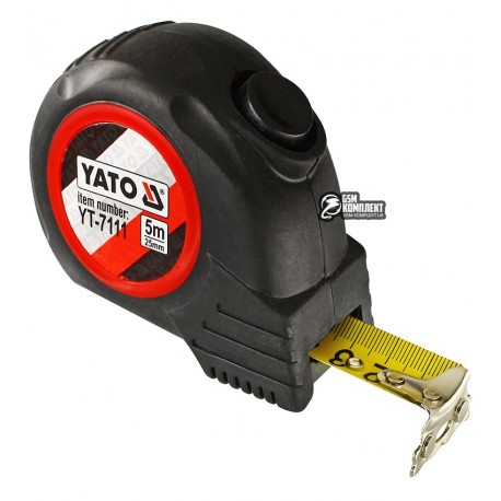 Рулетка YATO YT-7111 с магнитным наконечником и нейлоновым покрытием b=25мм, l=5м