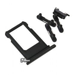 Пластик боковых кнопок корпуса для Apple iPhone 7 Plus, полный комплект, с держателем SIM карты, черный, Jet Black