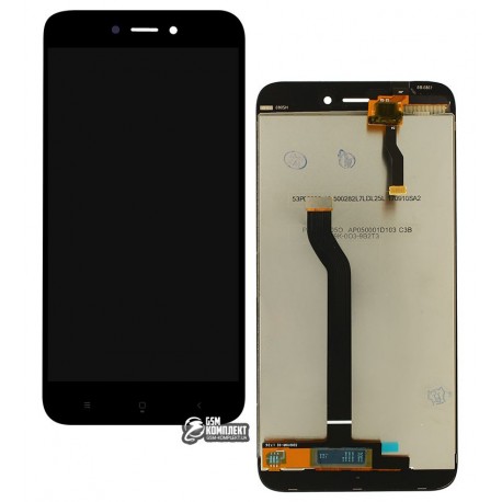 Дисплей Xiaomi Redmi 5A, черный, с сенсорным экраном (дисплейный модуль), оригинал (переклеено стекло)