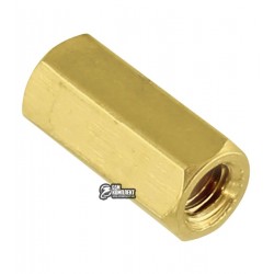 Стойка шестигранная 10мм высота, М3 гайка-гайка, латунь Стойка шестигранная 10мм высота, М3 гайка-гайка, латунь