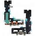 Шлейф для iPhone 7 Plus, конектора навушників, конектора зарядки, чорний, з компонентами