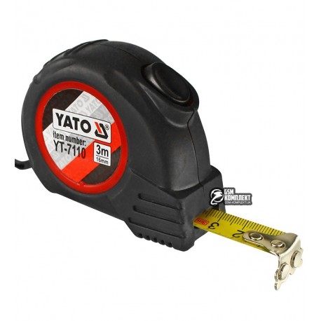Рулетка YATO YT-7110 с магнитным наконечником и нейлоновым покрытием b=16мм, l=3м