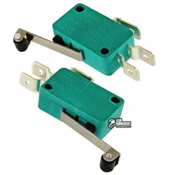 Переключатель концевой KW1-103-7-B1SA, 16А/250V, рычаг 25 мм с колесом, 6,3мм контакт Переключатель концевой KW1-103-7-B1SA, 16А/250V, рычаг 25 мм с колесом, 6,3мм контакт