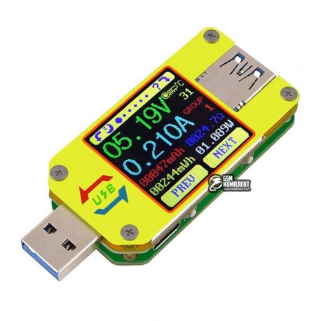 USB Тестер UM34C, USB 3,0, Bluetooth, 4-24В, 0-4А