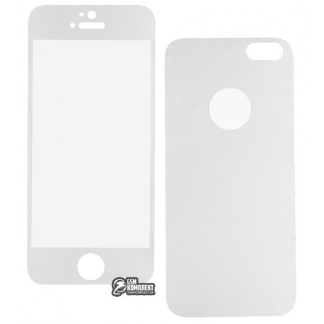 Закаленное защитное стекло для Apple iPhone 5, iPhone 5S, 0,26 мм 9H, 2,5D, Full Glue, матовое, серебро