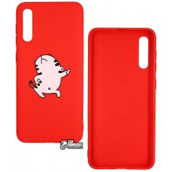 Чехол для Samsung A505 Galaxy A50, TOTO Cartoon Soft Silicone, силикон, Cat Red
