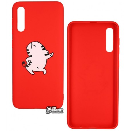 Чехол для Samsung A505 Galaxy A50, TOTO Cartoon Soft Silicone, силикон, Cat Red
