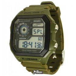 Мужские цифровые кварцевые часы Skmei EL LUMINOUS водонепроницаемые, черные