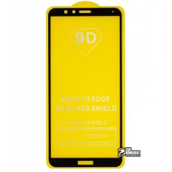 Закаленное защитное стекло для Huawei Honor 7X, 5D Full Glue, черный, клей по всей поверхности