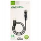 Кабель Type-C - USB, Golf GC-67, 3A, тканевая оплетка, круглый, черный
