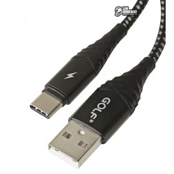 Кабель Type-C - USB, Golf GC-67, 3A, тканевая оплетка, круглый, черный