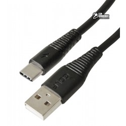 Кабель Type-C - USB, Golf GC-64t, 3A, силиконовый, круглый, черный